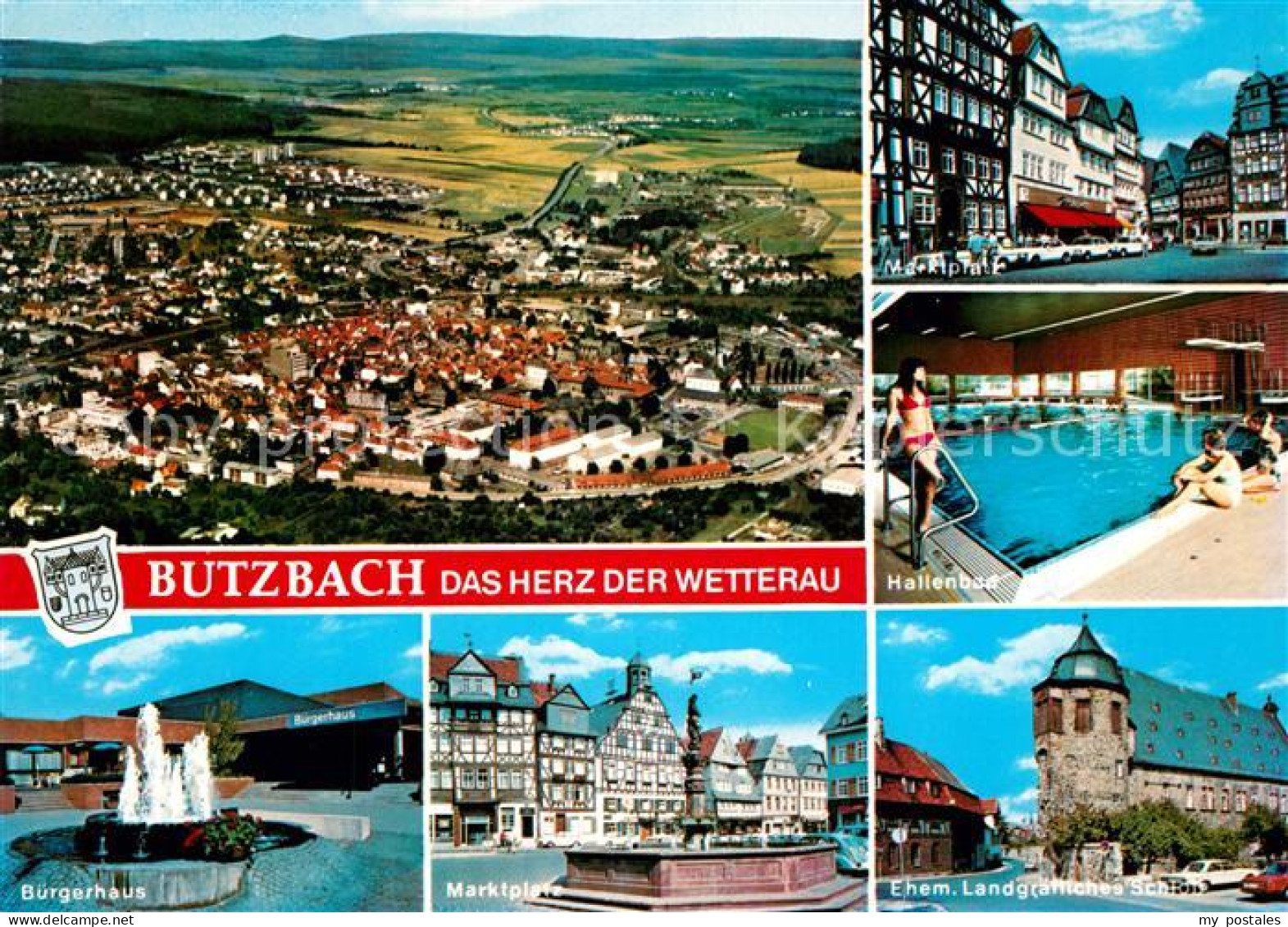 73207951 Butzbach Fliegeraufnahme Buergerhaus Marktplatz Landgraefliches Schloss - Butzbach