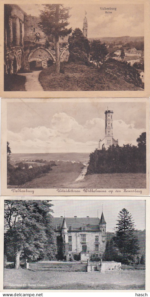 2850	76	Valkenburg, Kasteel Chaloen – Uitzichttoren Wilhelmina – Ruïne (3 Kaarten) - Valkenburg