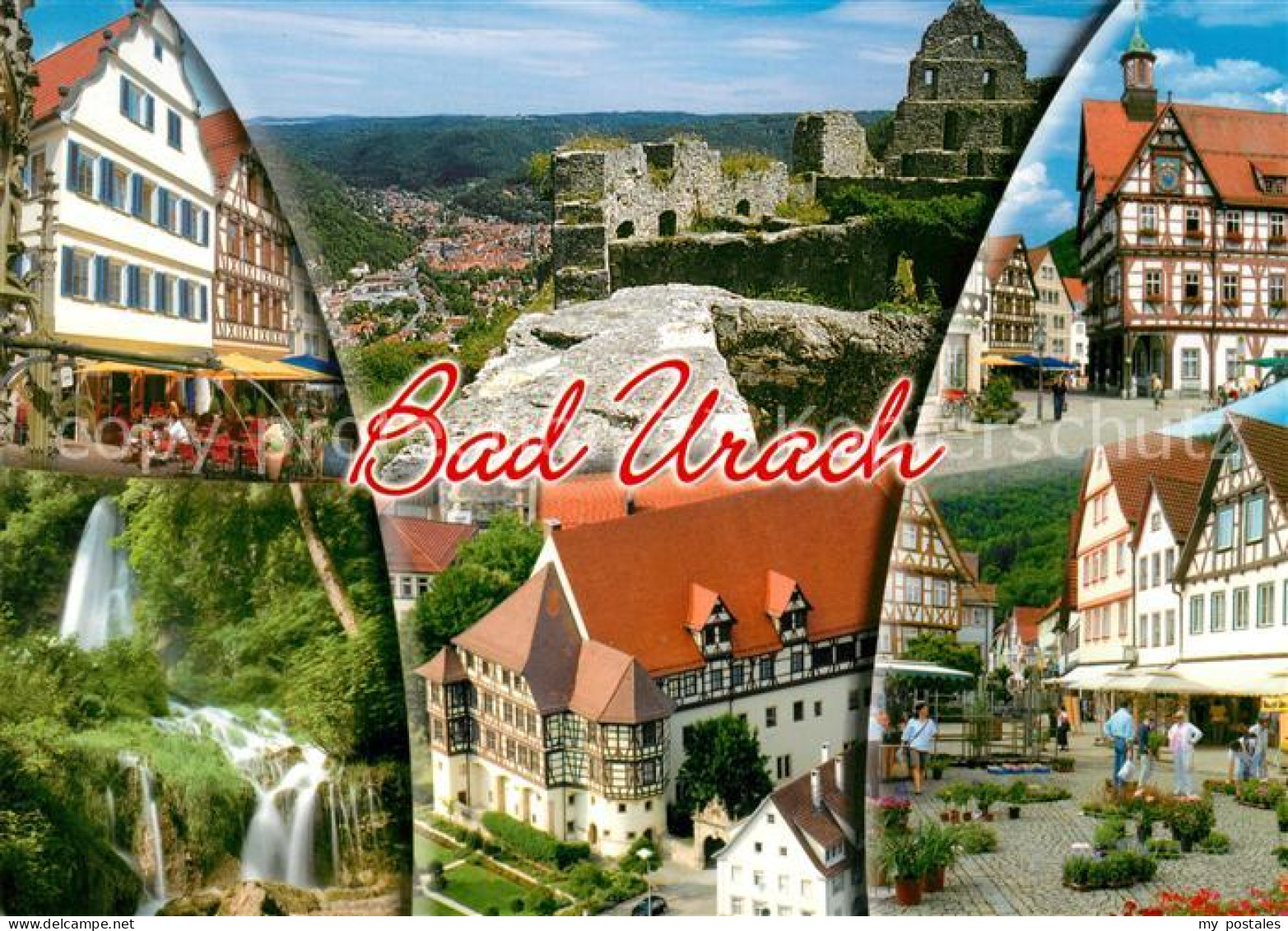 73207759 Bad Urach Burgruine Cafe Parkanlage Fachwerkhaus Bad Urach - Bad Urach