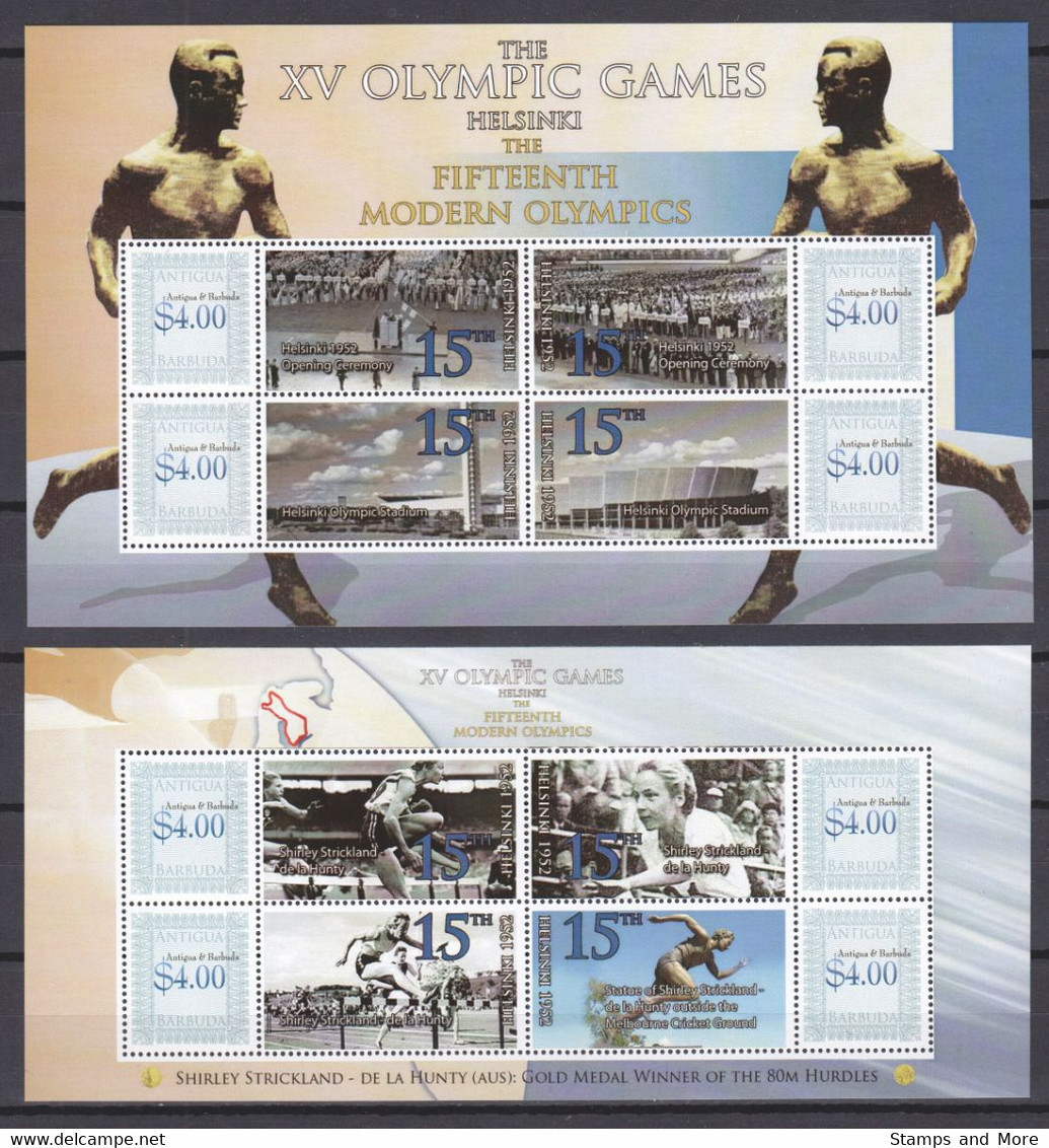 Antigua & Barbuda - SUMMER OLYMPICS HELSINKI 1952 - Set 1 Of 2 MNH Sheets - Verano 1952: Helsinki