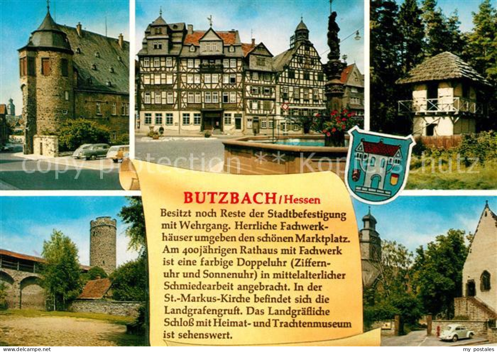 73207126 Butzbach Schloss Brunnen Fachwerkhaeuser Wehrgang Rathaus Butzbach - Butzbach