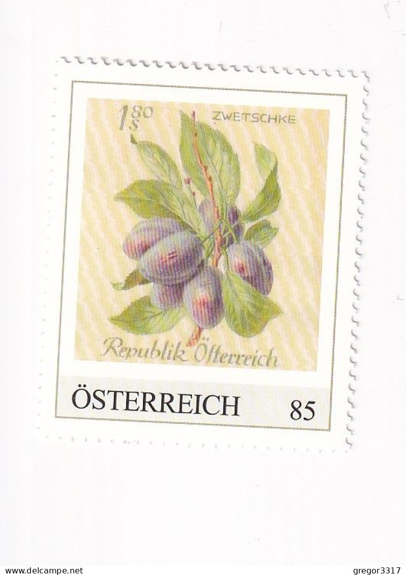 ÖSTERREICH -Heimische OBSTSORTEN Schätze Aus Dem Postarchiv - ZWETSCHKE - Personalisierte Briefmarke ** Postfrisch - Personalisierte Briefmarken