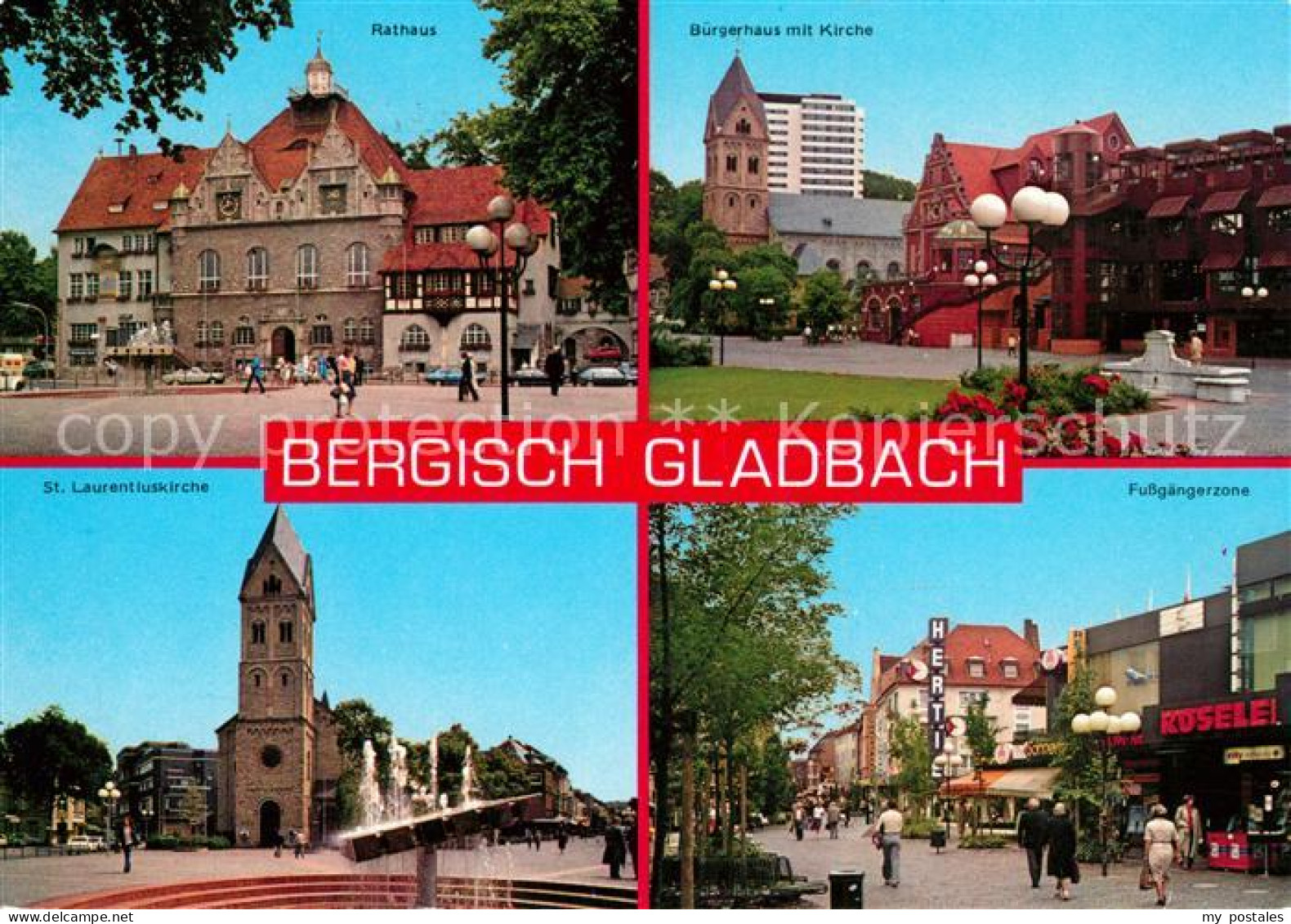 73207091 Bergisch Gladbach Rathaus Buergerhaus Kirche Laurentiuskirche Fussgaeng - Bergisch Gladbach