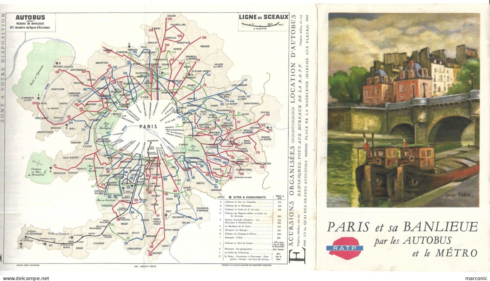 PLAN RATP 1959 Paris Et Banlieue Métro Autobus Illust. REDON - Europe