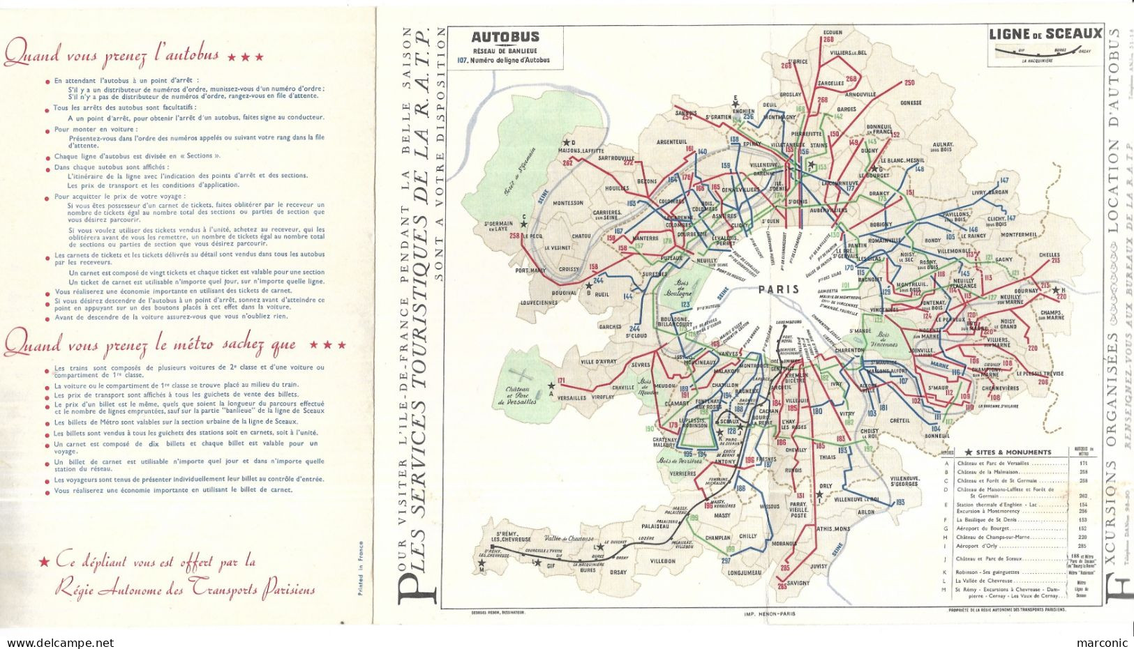 PLAN RATP 1959 Paris Et Banlieue Métro Autobus Illust. REDON - Europa