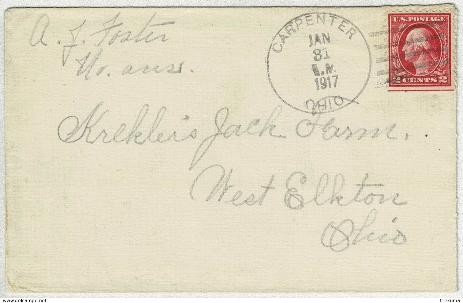Vereinigte Staaten / USA 1917, Brief Carpenter - West Elkton, Stempel Selten / Postmark Rare - 1901-20