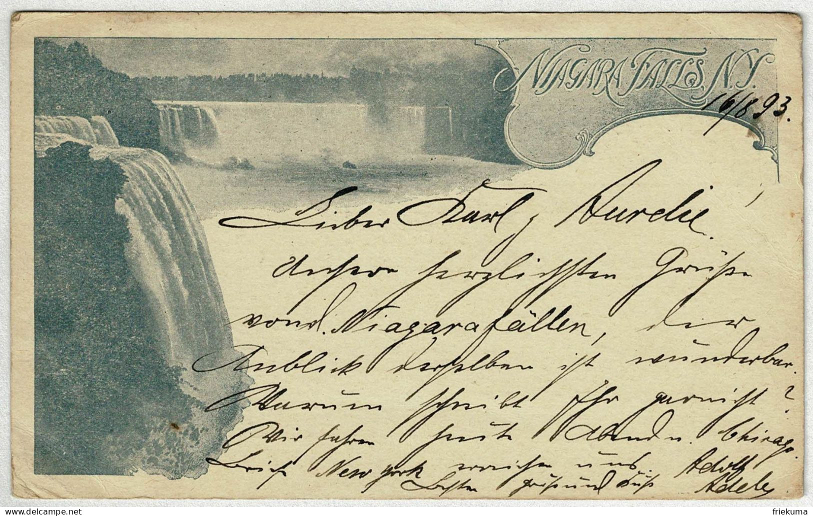 Vereinigte Staaten / USA 1893, Ganzsachen-Karte / Postal Card Niagara Falls - Hannover (Deutschland), Columbus - 1921-40