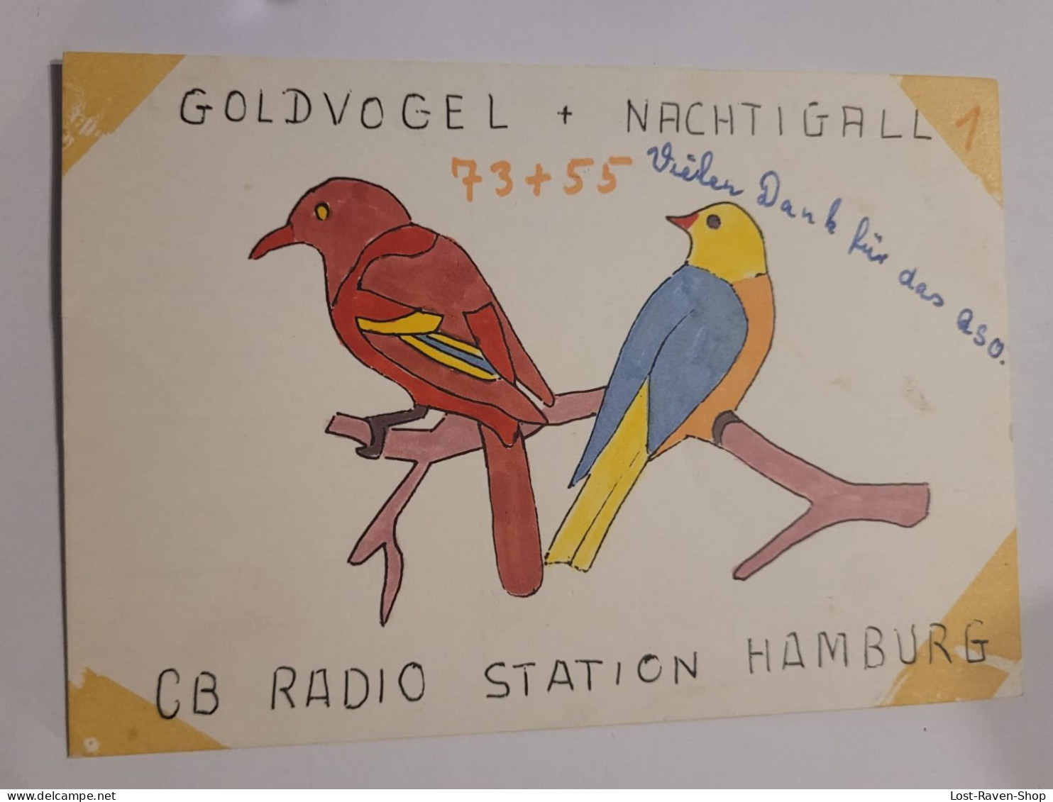 QSL Karte - CB Radio - Station Hamburg - Goldvogel + Nachtigall - Radio