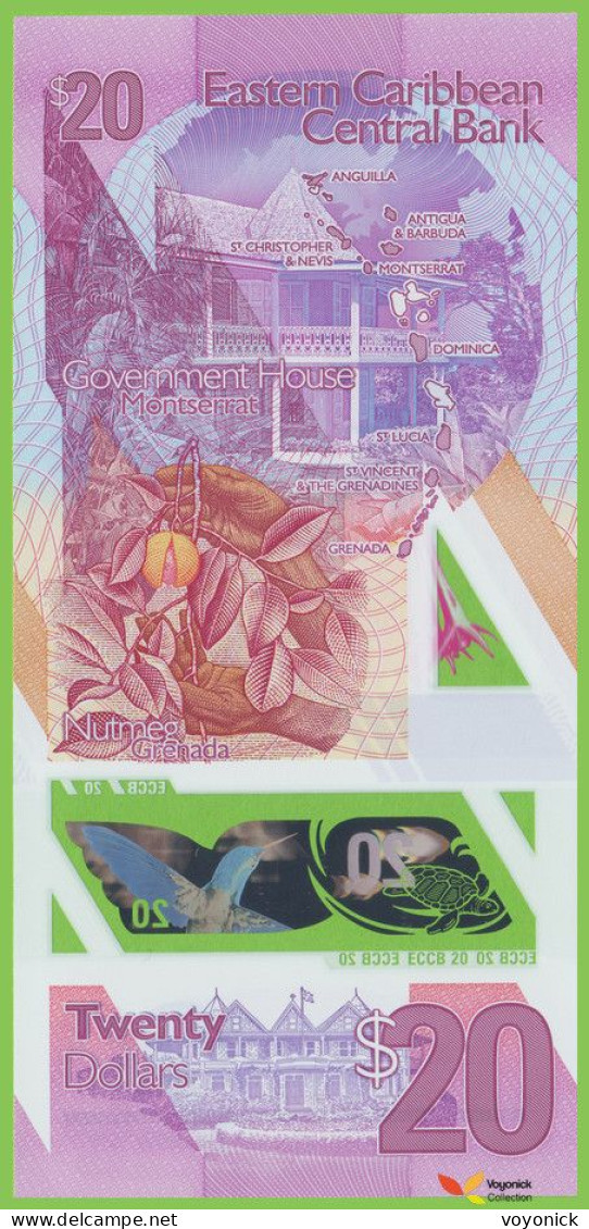 Voyo EAST CARIBBEAN 20 Dollars ND/2019 P58 B242a PQ UNC Polymer Queen Elisabeth II - Oostelijke Caraïben