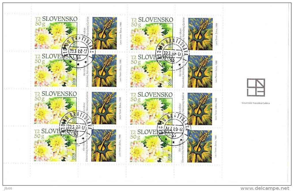 Bloc De 8 Timbres + Coupons Dahlias  Obl. YT 500 / Sheet Flower 2008 Used Mi 575 Dahlien - Blocchi & Foglietti