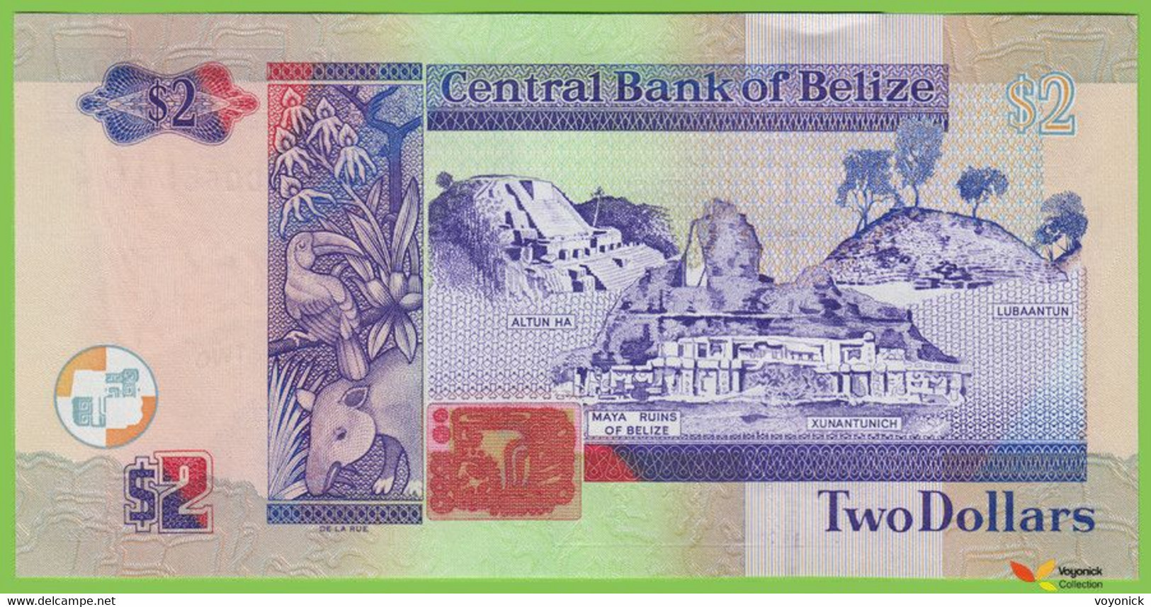 Voyo  BELIZE 2 Dollars 2017 P66f B324f DQ UNC Queen Elisabeth II - Belice