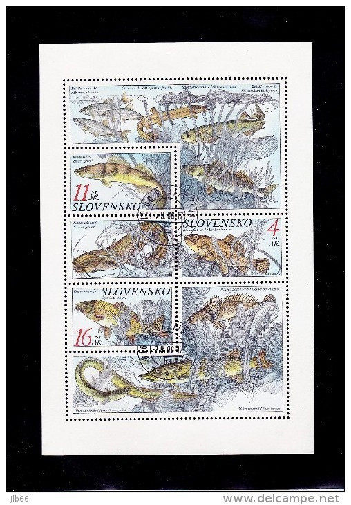 Bloc1998  De 3 Timbres Poissons(carpe, ...) YT 271/273 Oblitéré /  Sheet 1998 Used Mi 317/319 Fishes - Blocs-feuillets