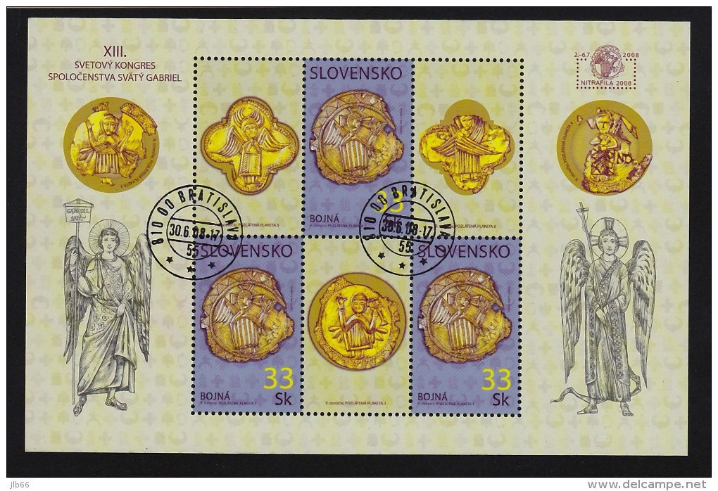 Bloc De 3 Timbres + 3 Coupons Christ Ailé  Obl. YT 510 / Sheet Flower 2008 Used Mi 585 - Blocs-feuillets