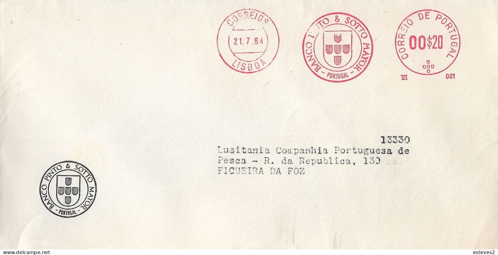 Portugal , 1964 , Advertising  Postmark Of  Banco Pinto & Sotto Mayor , Bank - Marcofilie