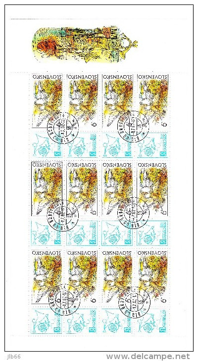 Bloc De 12 Timbres Avec Coupons  2002 Colombes Et Roses YT 373 Oblitéré /  Sheet  2002 Used Mi 430 Zf X12 - Blocs-feuillets