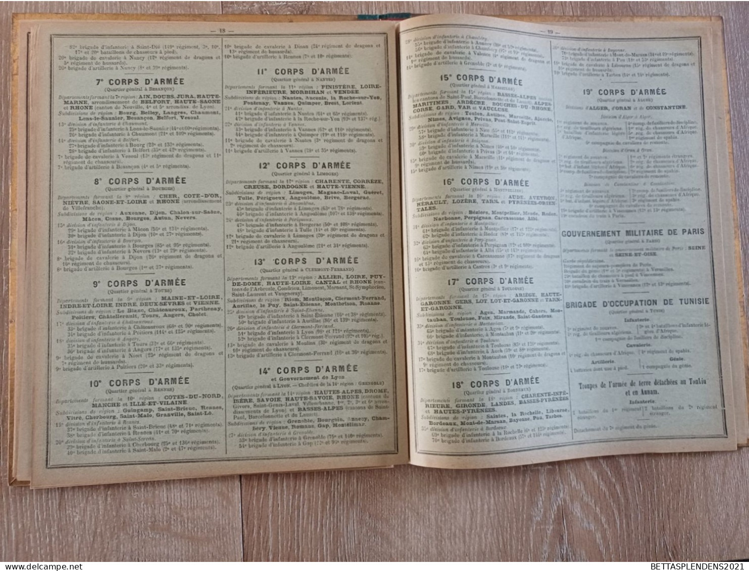 Calendrier 1899 - Carte Télégraphes & Chemins de Fer du Loiret -  Organis Militaire de la France - Diff. Corps d'Armée
