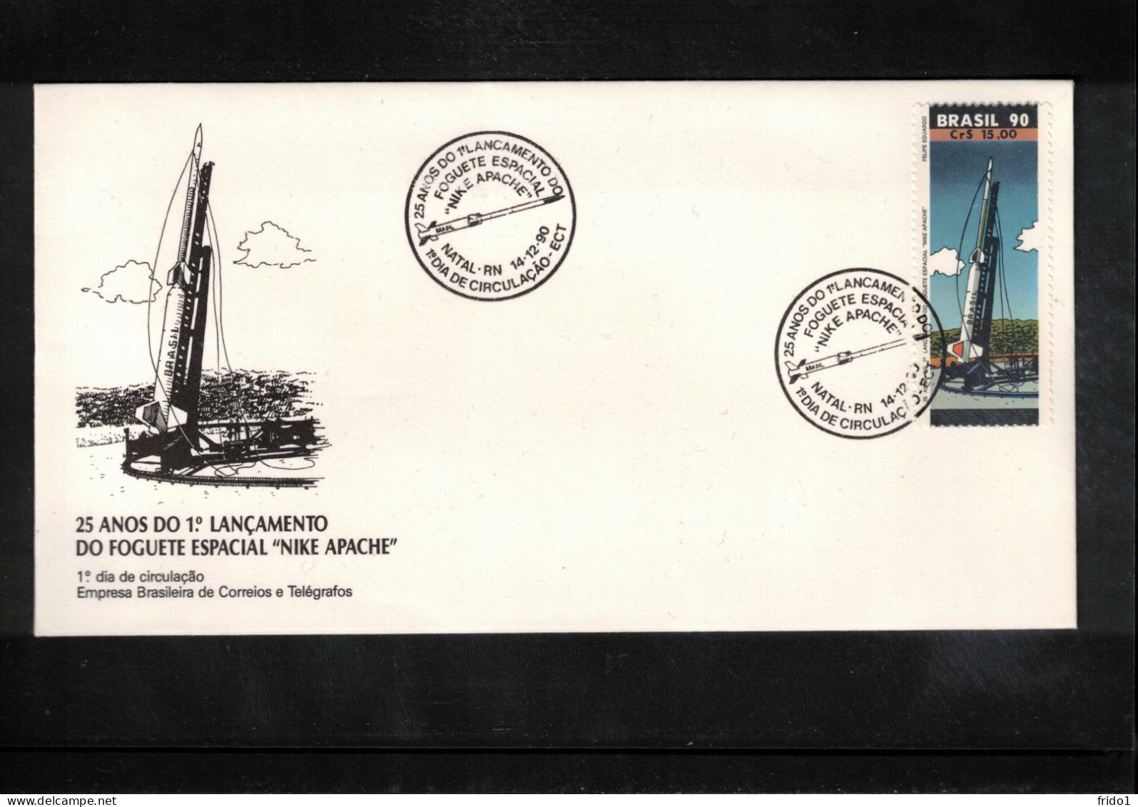 Brasil 1990 Space / Weltraum 25th Anniversary Of First Launching Of Space Rocket Nike Apache Interesting Cover FDC - Südamerika