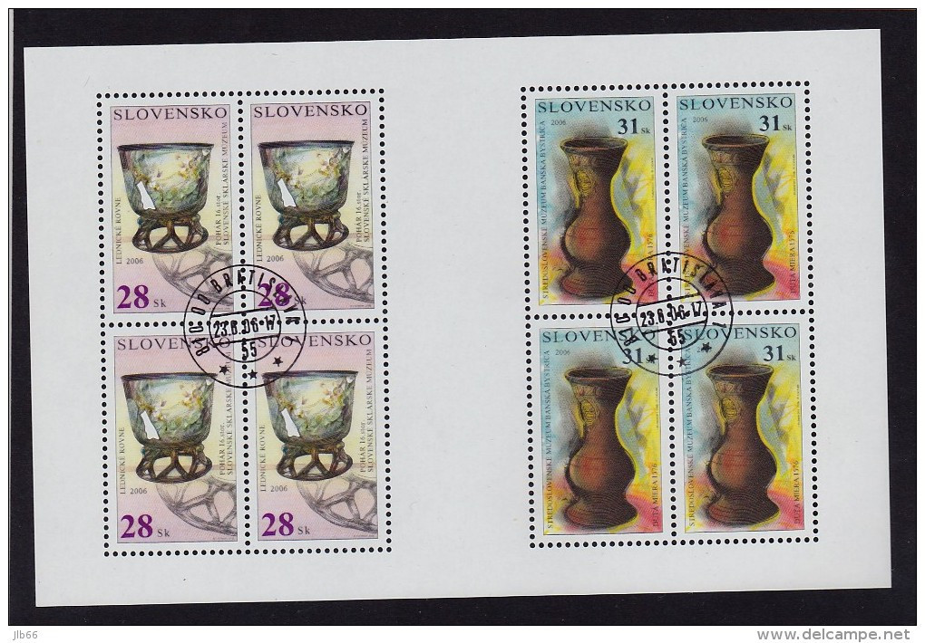 Bloc De 4X2 Timbres Verre Et Vase 2006  YT 468/469 Oblitéré /  Sheet  2006 Used Mi 540/541 - Used Stamps