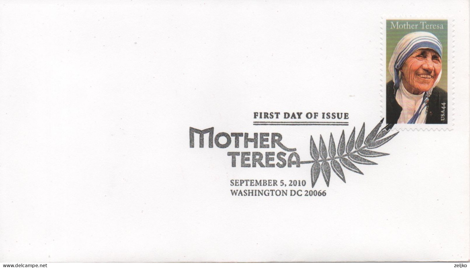 USA 2010, Mother Teresa, FDC - Covers & Documents