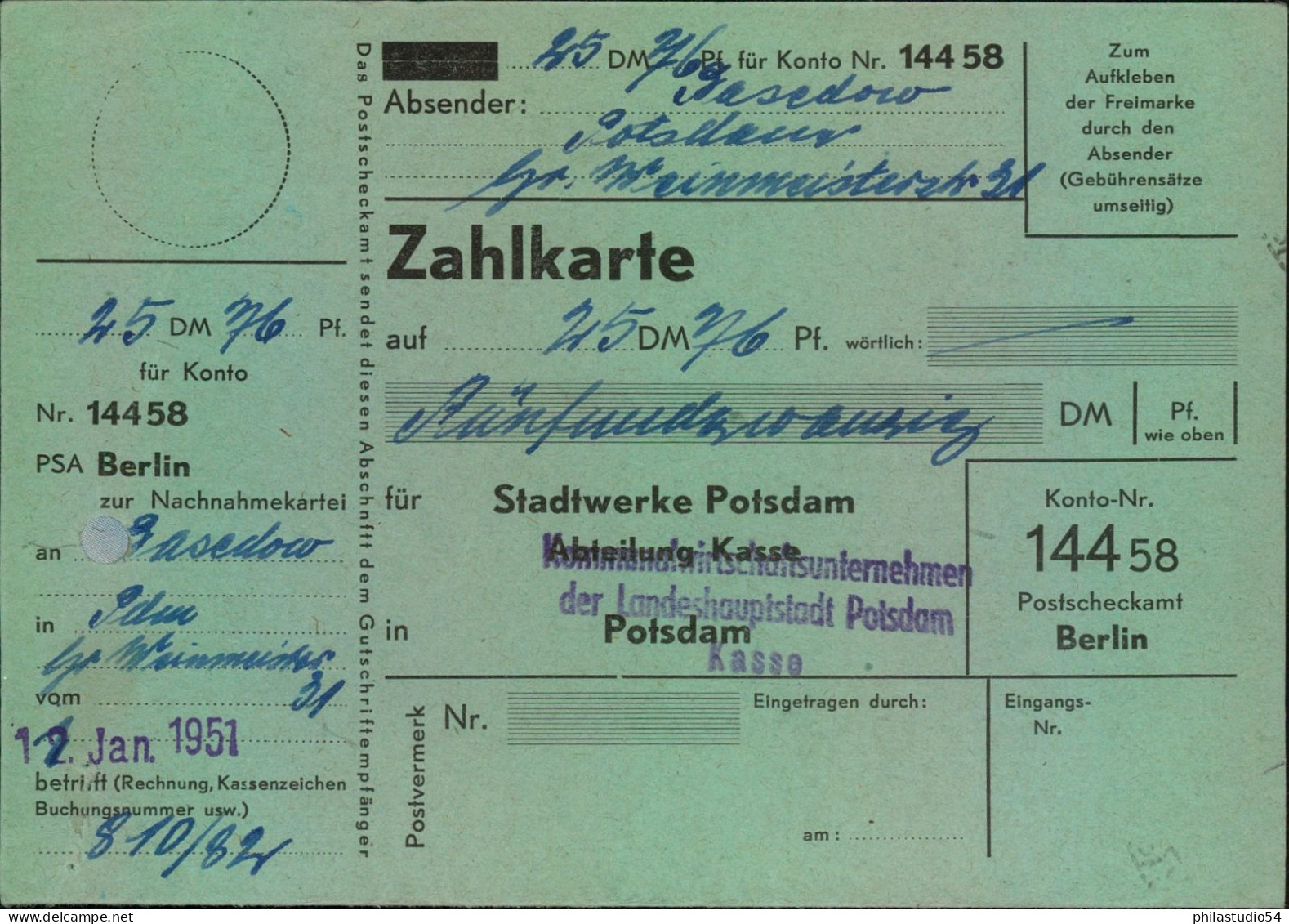 1949, Nachnahme - Drucksachenkarte Mt 40 Und 6 Pf. Berühmte Deutsche - Brieven En Documenten