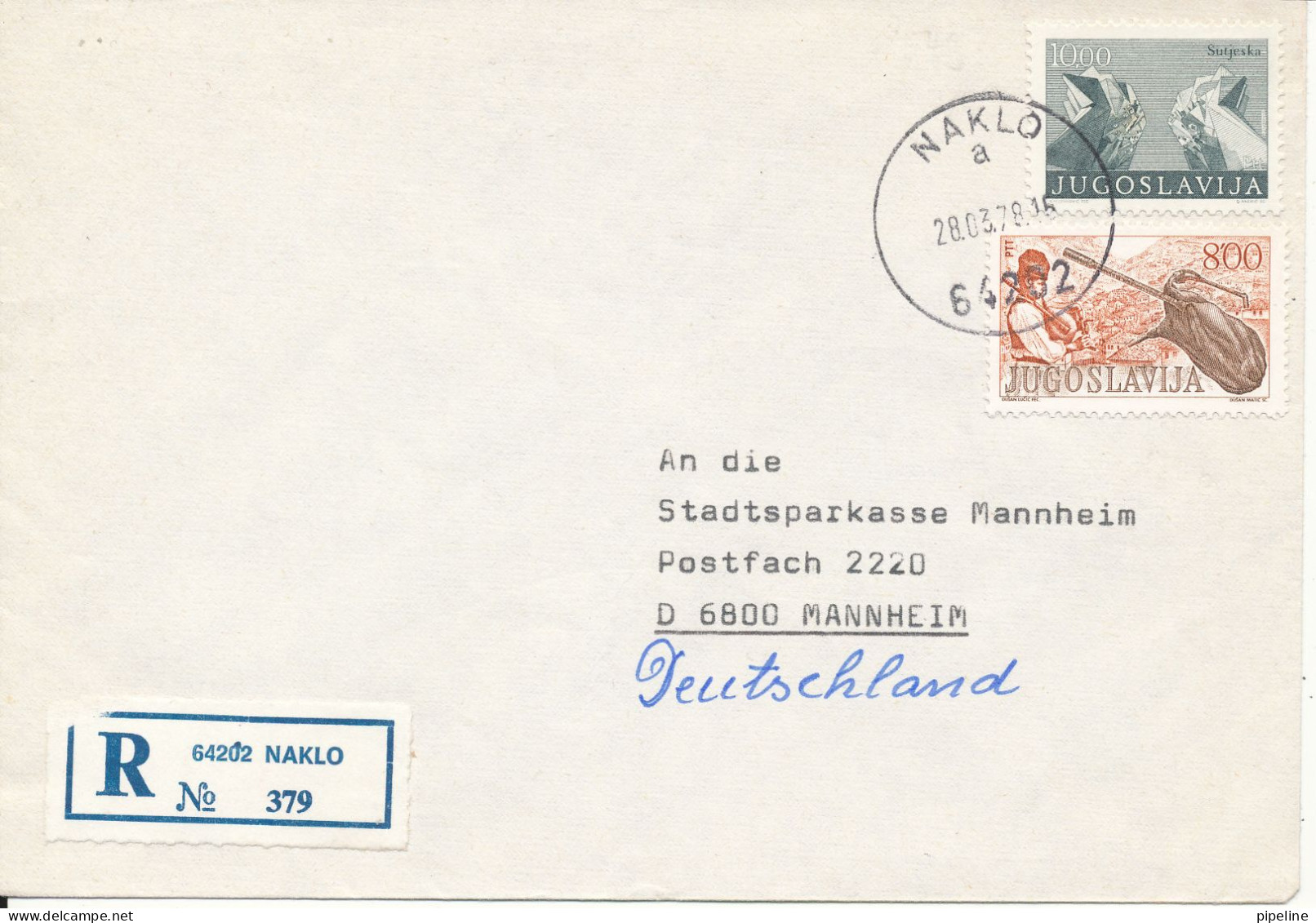Yugoslavia Registered Cover Sent To Germany Naklo 28-3-1978 - Lettres & Documents