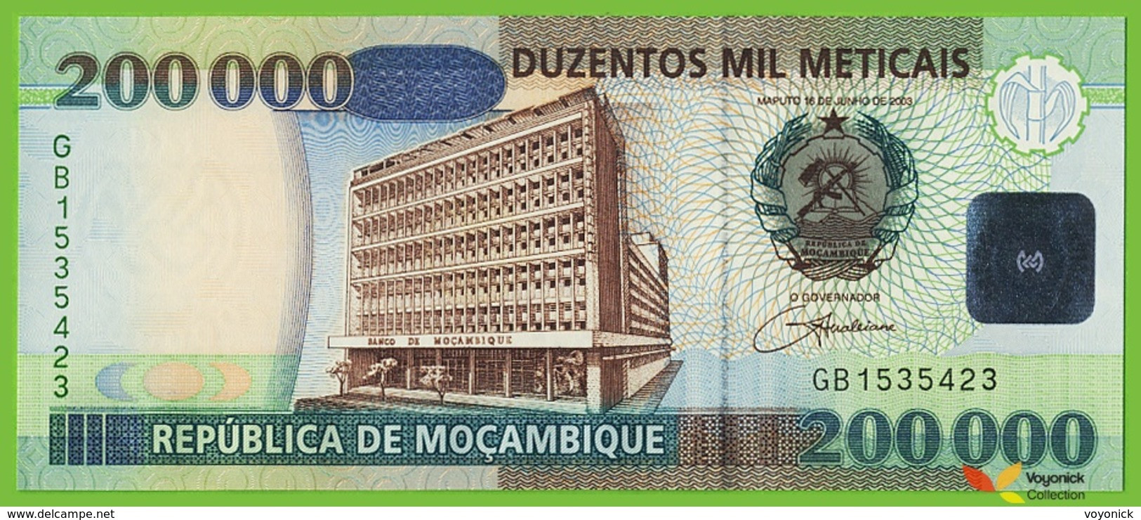 Voyo MOZAMBIQUE 200000 Meticais 2003 P141 B226a GB UNC Dancers - Mozambique