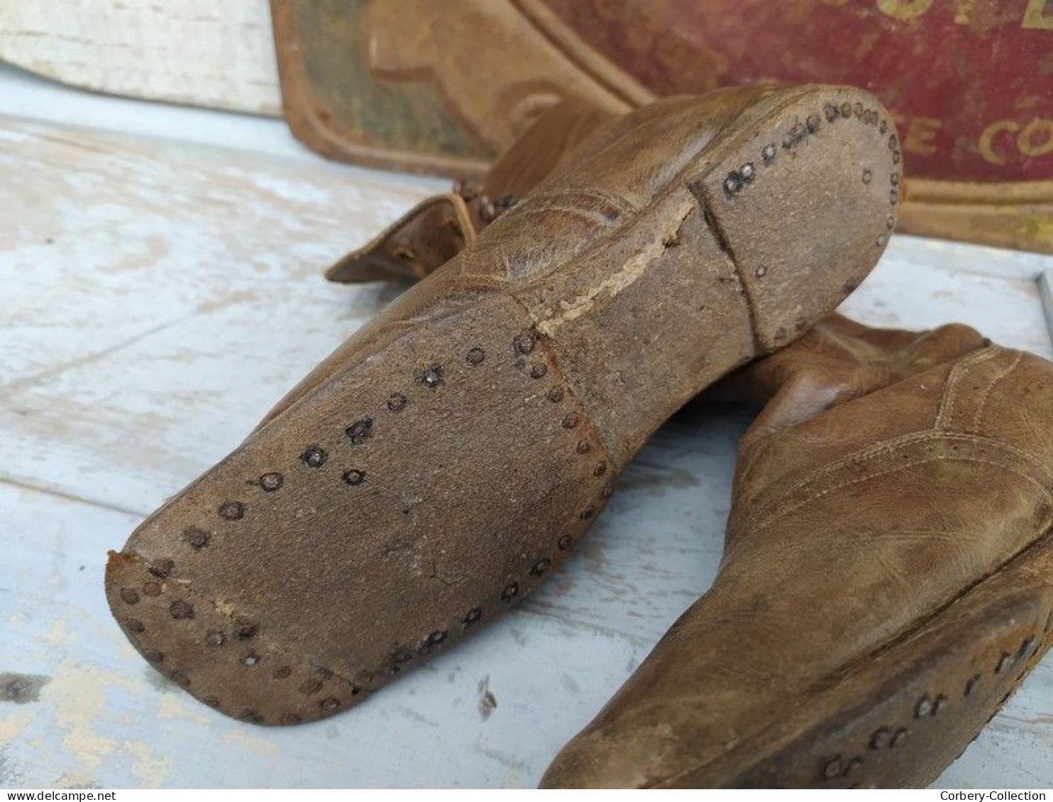 Anciennes Chaussures Brodequins Enfant Godillot ca1900