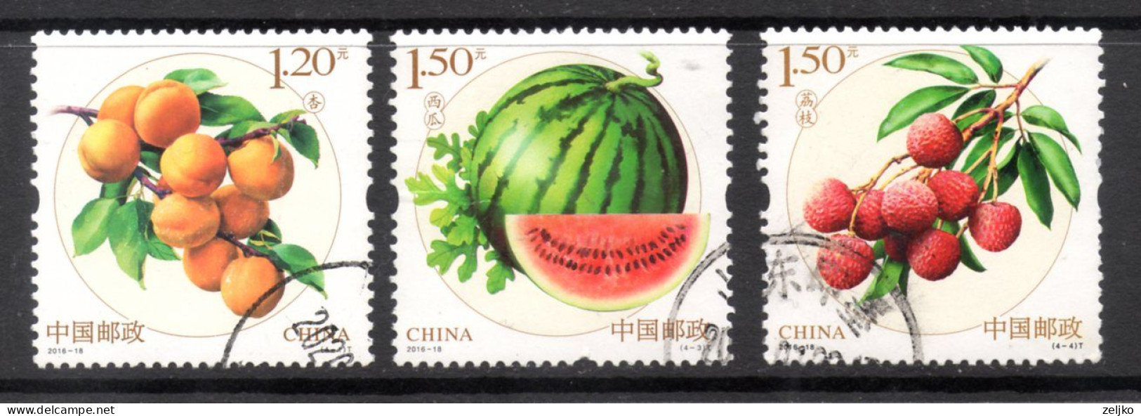 China 2016, Michel 4810, 4812, 4813, Flora, Fruit - Usados