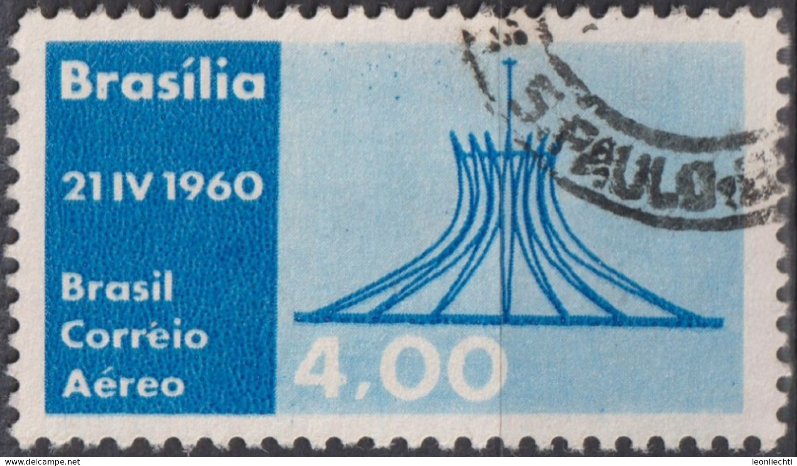 1960 Brasilien AEREO ° Mi:BR 980, Sn:BR C96, Yt:BR PA84, Metropolitan Cathedral Of Brasilia - Gebruikt