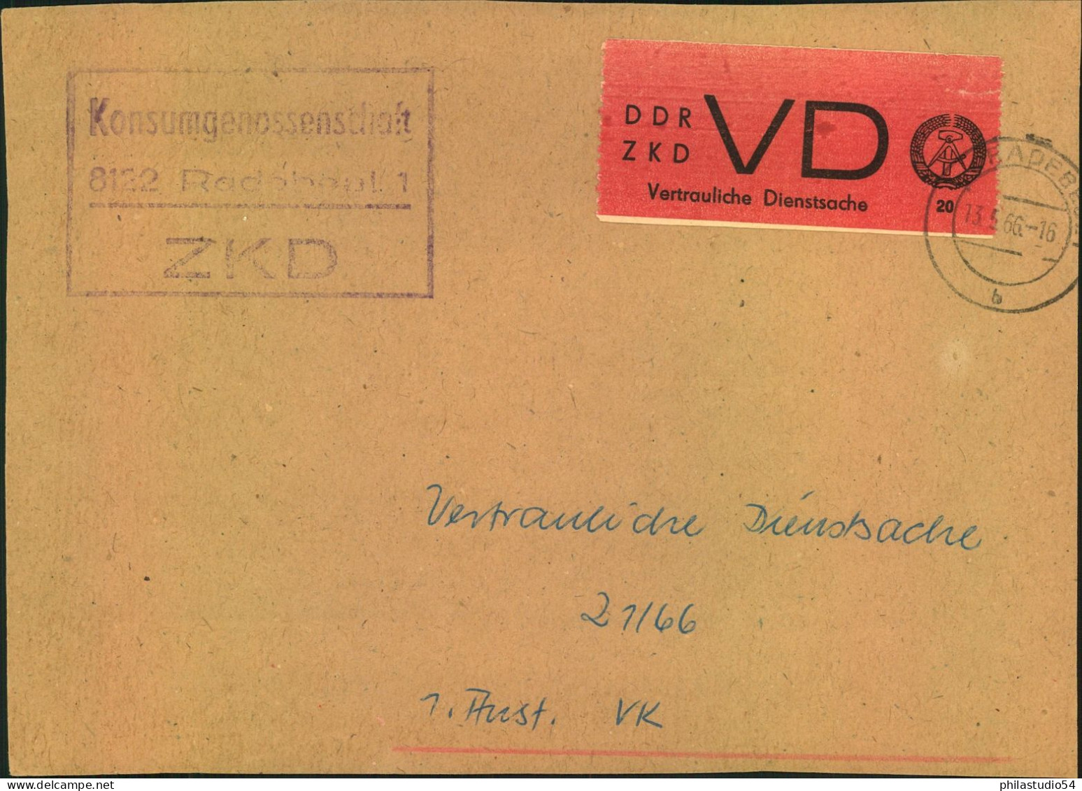 1966, Vorderseute Einer Vertraulichen Dienstsache - Lettres & Documents