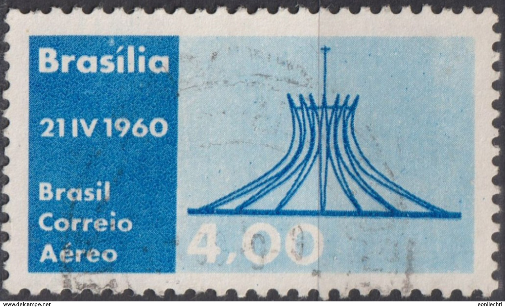 1960 Brasilien AEREO ° Mi:BR 980, Sn:BR C96, Yt:BR PA84, Metropolitan Cathedral Of Brasilia - Usati