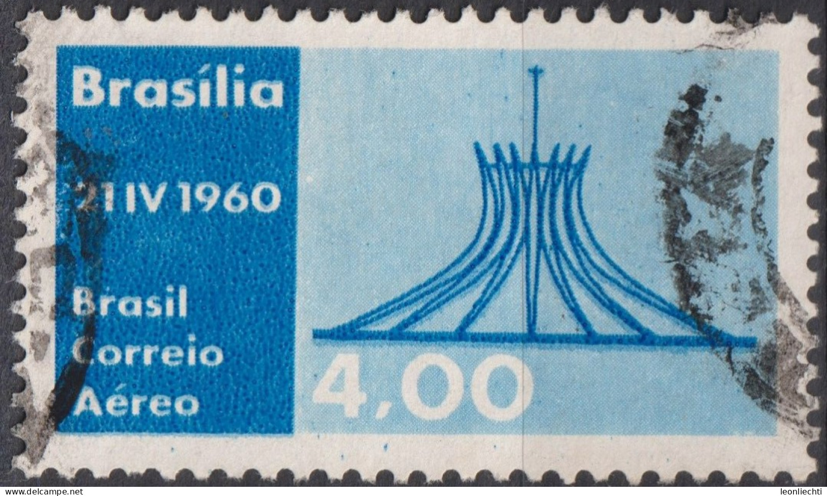 1960 Brasilien AEREO ° Mi:BR 980, Sn:BR C96, Yt:BR PA84, Metropolitan Cathedral Of Brasilia - Gebruikt