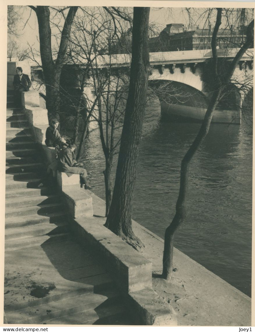 Photographie Paris Années Début 50,quai De Seine, Tirage Baryté  Format 22/28 - Lieux