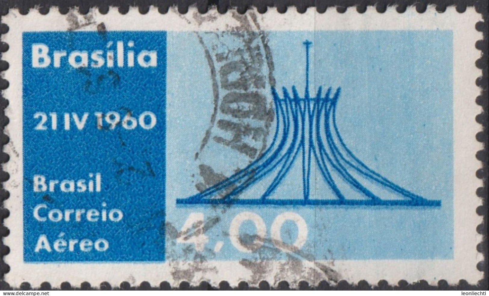 1960 Brasilien AEREO ° Mi:BR 980, Sn:BR C96, Yt:BR PA84, Metropolitan Cathedral Of Brasilia - Luftpost