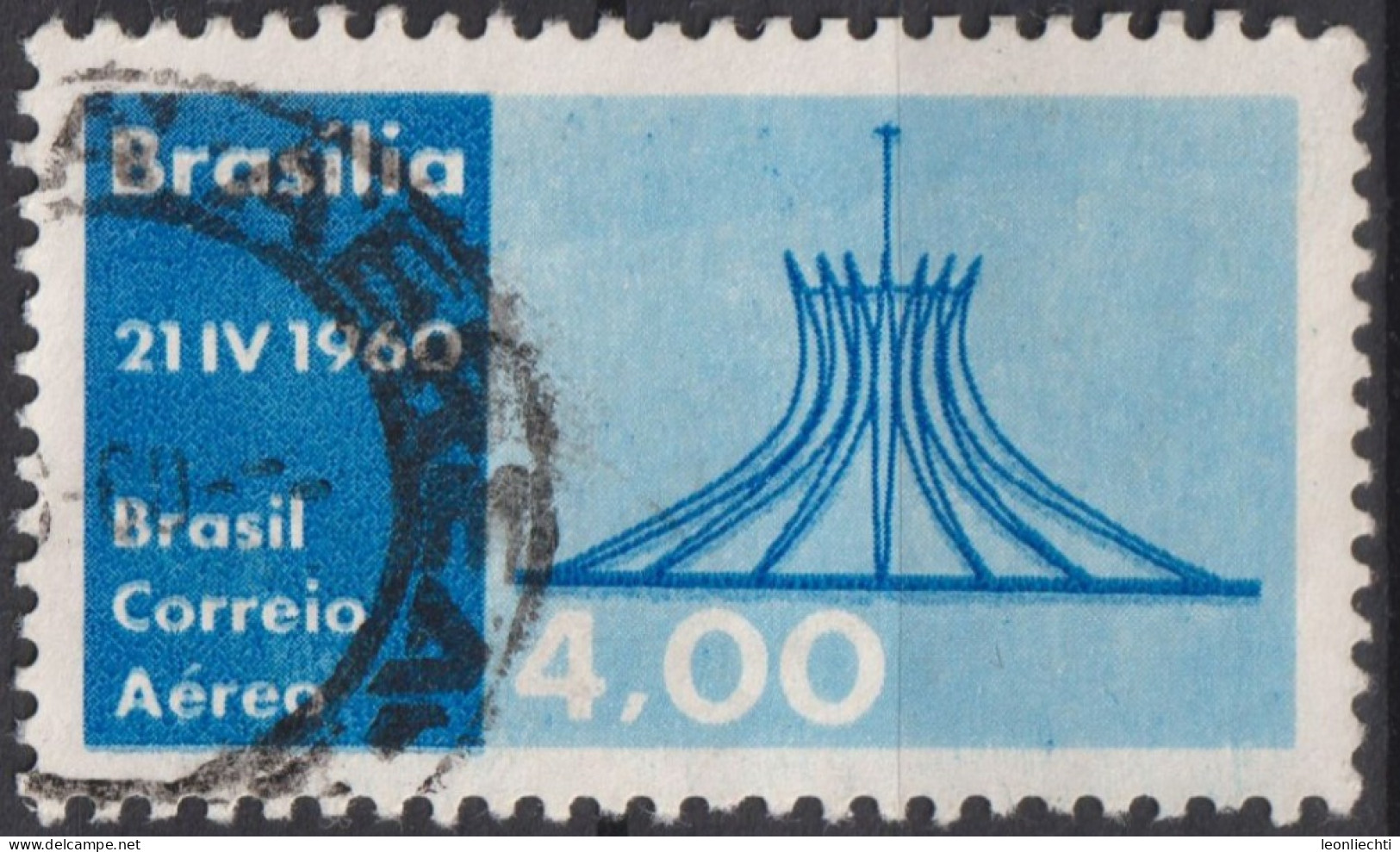 1960 Brasilien AEREO ° Mi:BR 980, Sn:BR C96, Yt:BR PA84, Metropolitan Cathedral Of Brasilia - Airmail