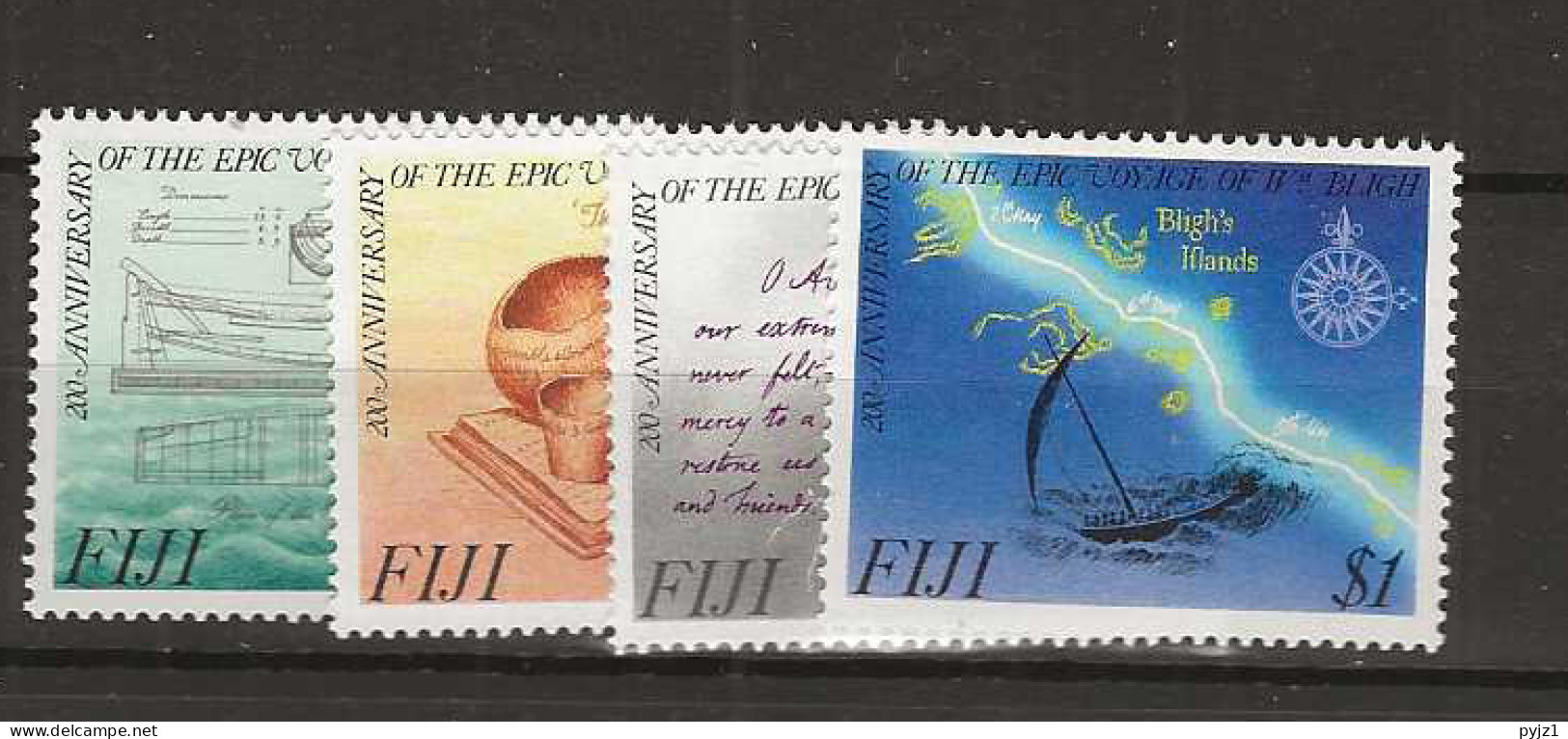 1989 MNH Fiji Mi 598-601 Postfris** - Fiji (1970-...)