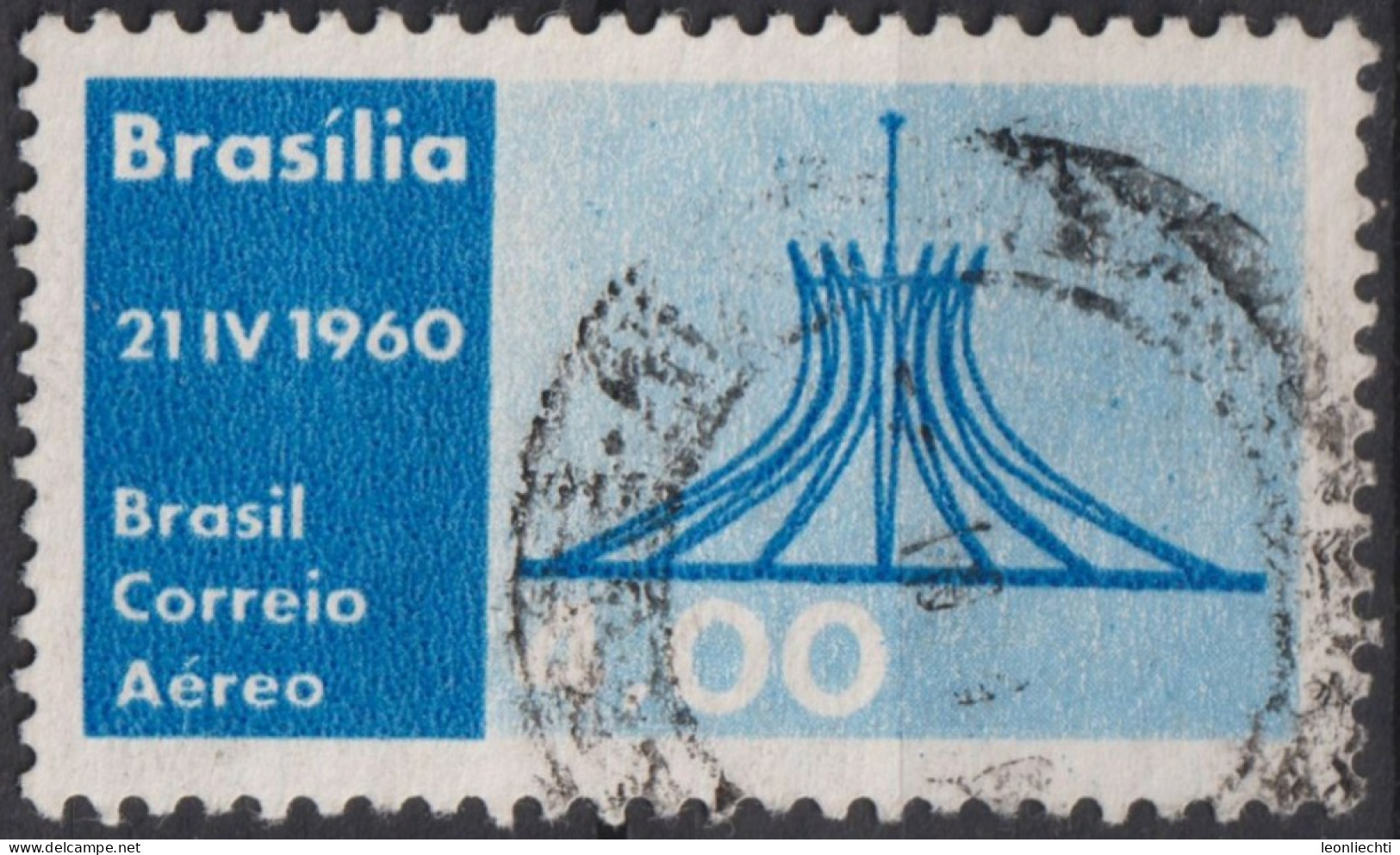 1960 Brasilien AEREO ° Mi:BR 980, Sn:BR C96, Yt:BR PA84, Metropolitan Cathedral Of Brasilia - Aéreo