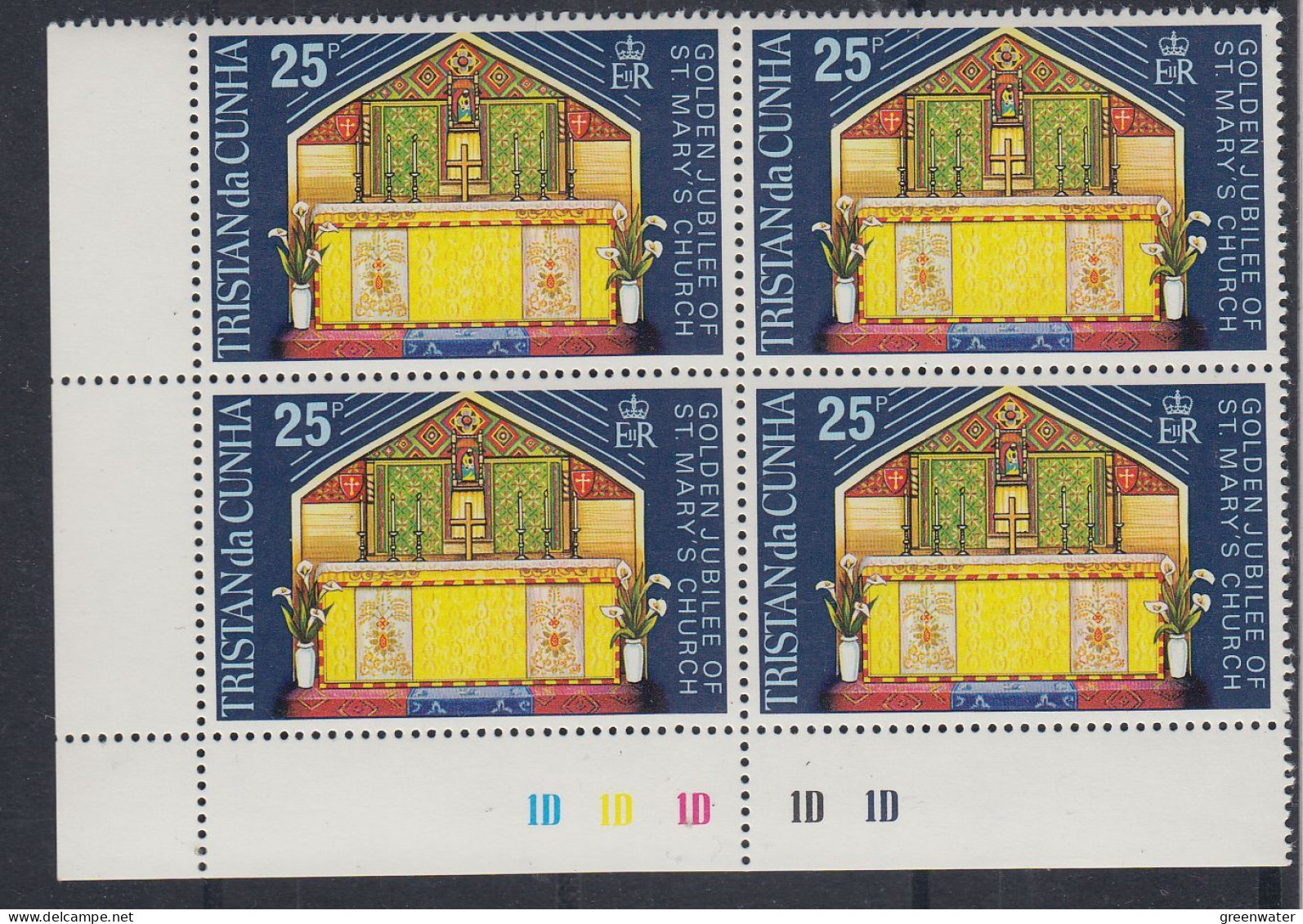 Tristan Da Cunha 1973 Golden Jubilee St. Mary's Church 1v Bl Of 4 (corner) ** Mnh (TDC157) - Tristan Da Cunha