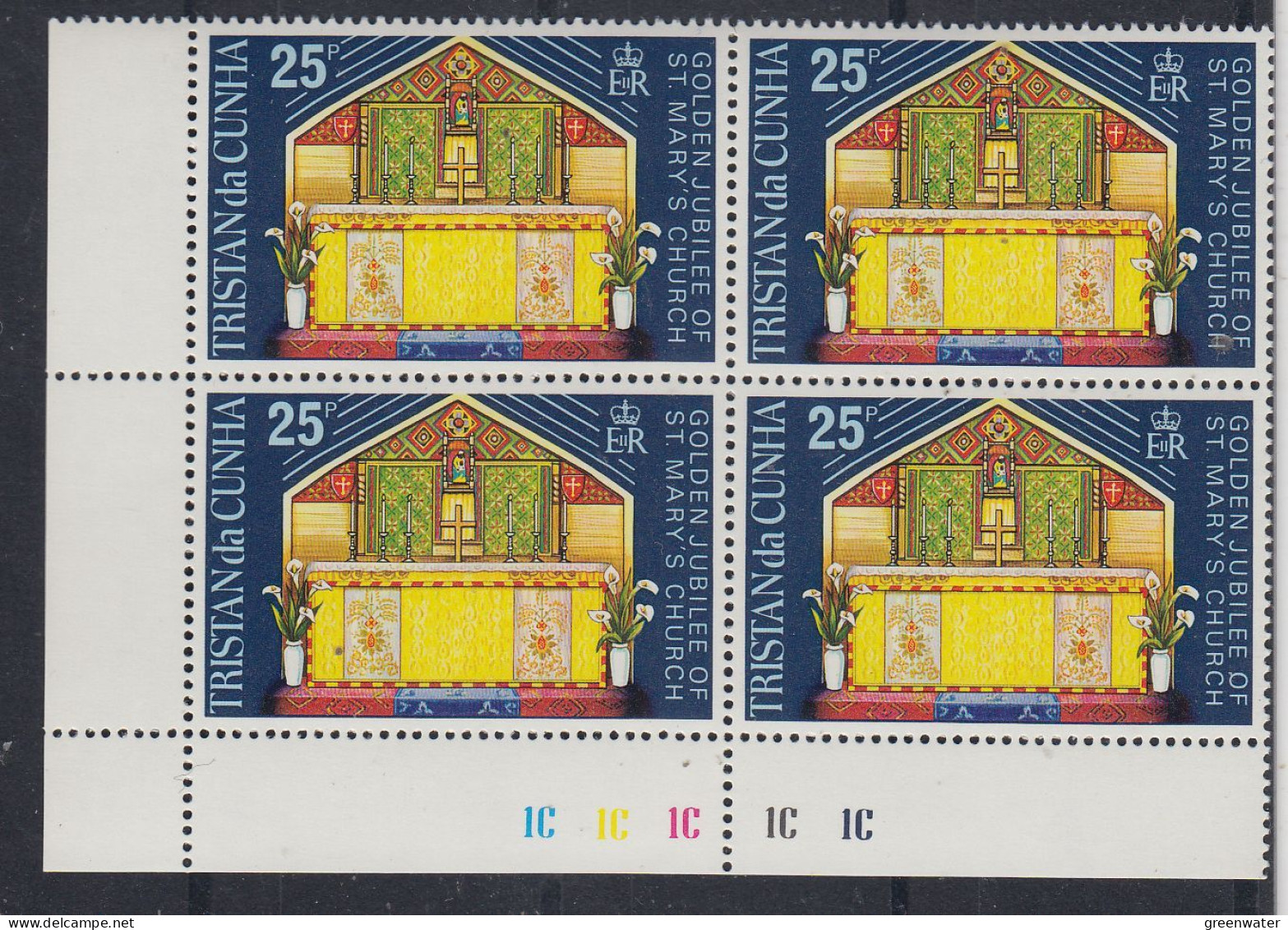 Tristan Da Cunha 1973 Golden Jubilee St. Mary's Church 1v Bl Of 4 (corner) ** Mnh (TDC157A) - Tristan Da Cunha