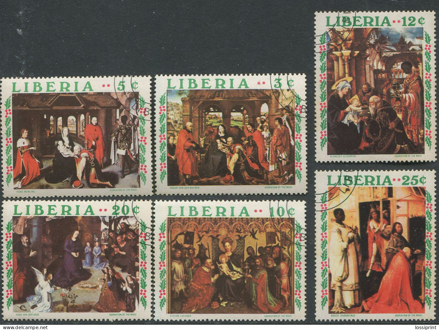 Liberia:Used Stamps Serie Paintings, Adoration Of The Magi - Religie