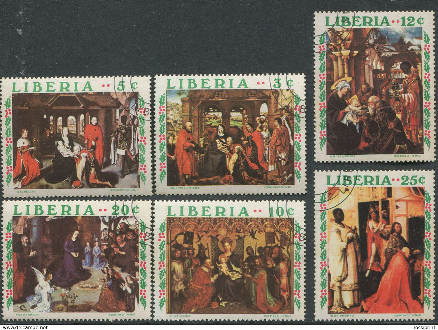 Liberia:Used Stamps Serie Paintings, Adoration Of The Magi - Religión