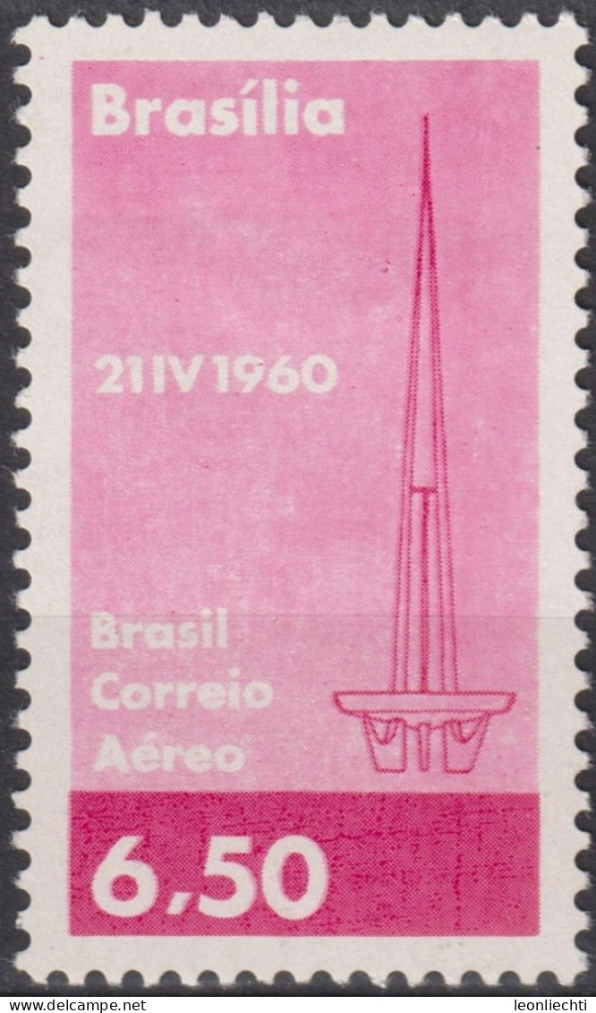 1960 Brasilien AEREO *F Mi:BR 981, Sn:BR C97, Yt:BR PA85, Brasilia TV Tower, TV Turm - Unused Stamps