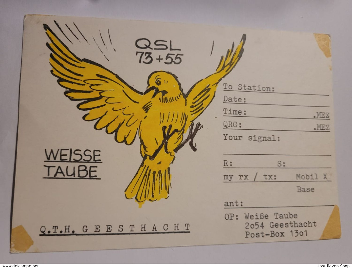 QSL Karte - CB - Station - Weisse Taube - Geesthacht - Radio