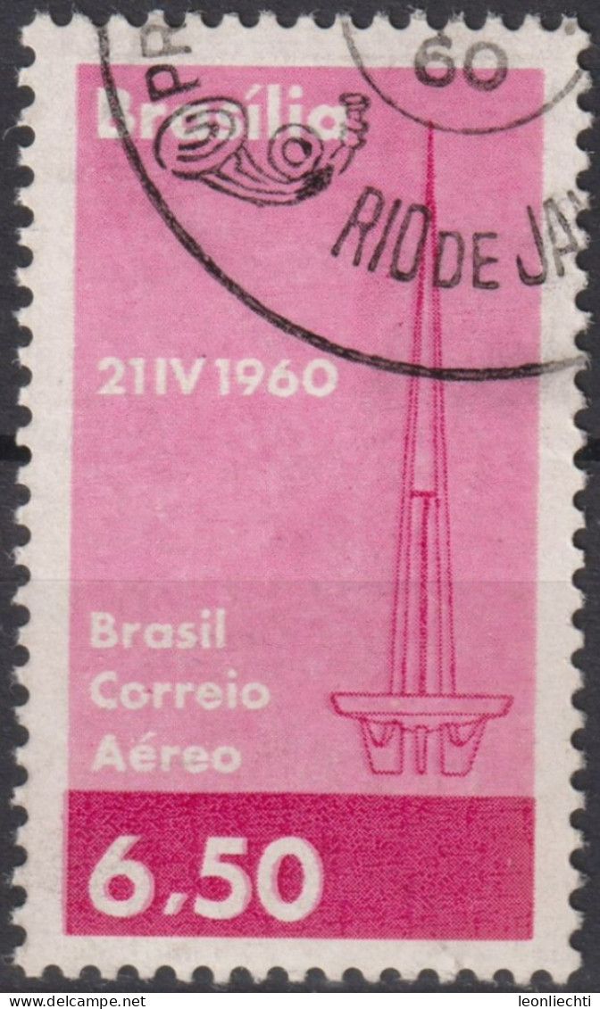1960 Brasilien AEREO ° Mi:BR 981, Sn:BR C97, Yt:BR PA85, Brasilia TV Tower, TV Turm - Oblitérés