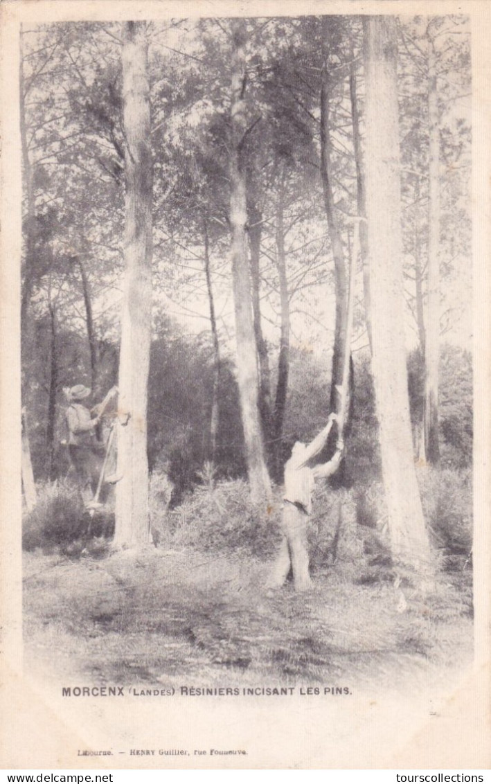 CPA 40 LANDES @ MORCENX - Résiniers Incisant Les Pins - Editeur Henri Guillier De Libourne - Morcenx