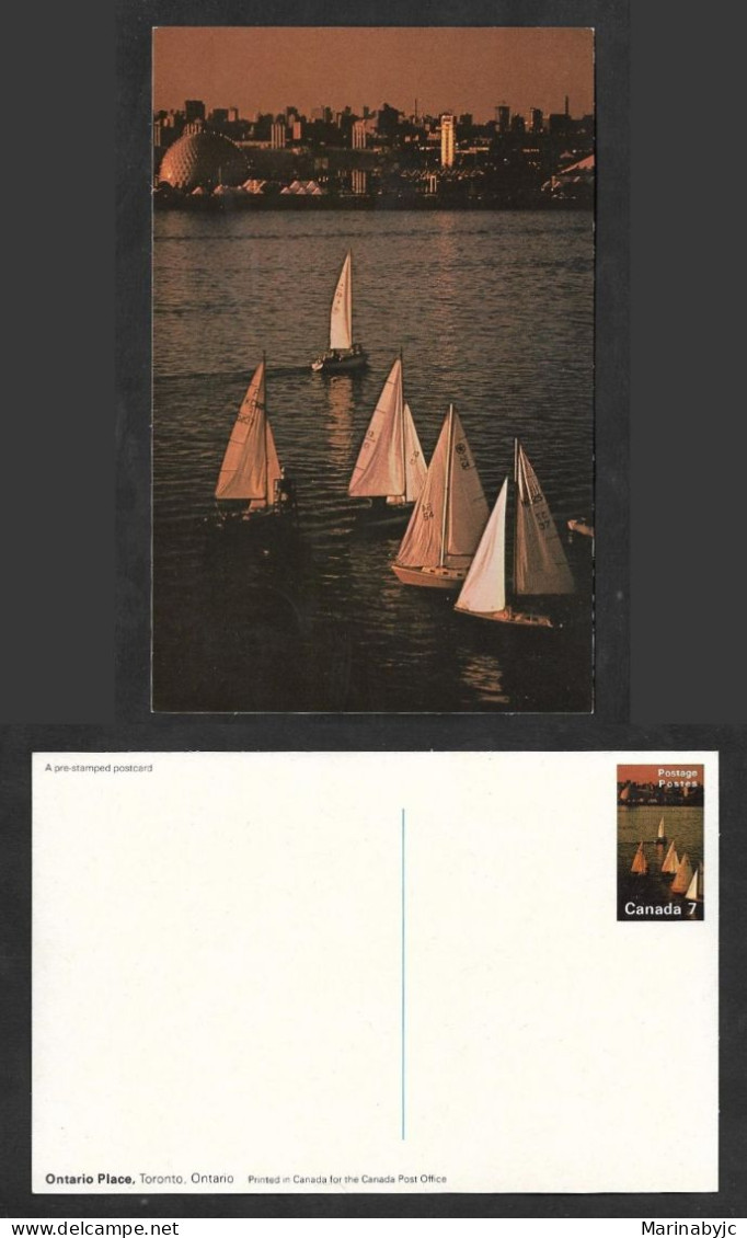 SE)1989 CANADA, POSTCARD SAILBOATS, ONTARIO, TORONTO, UNCIRCULATED, XF - Used Stamps