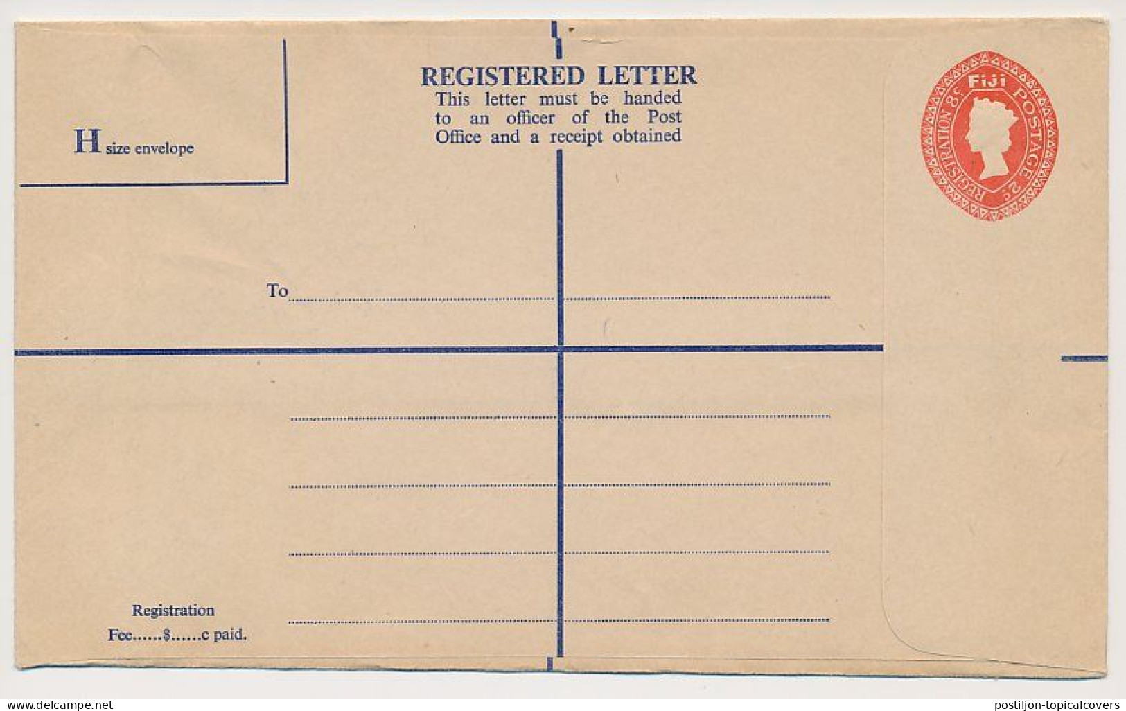 Registered Letter Fiji - Postal Stationery - Fidji (...-1970)