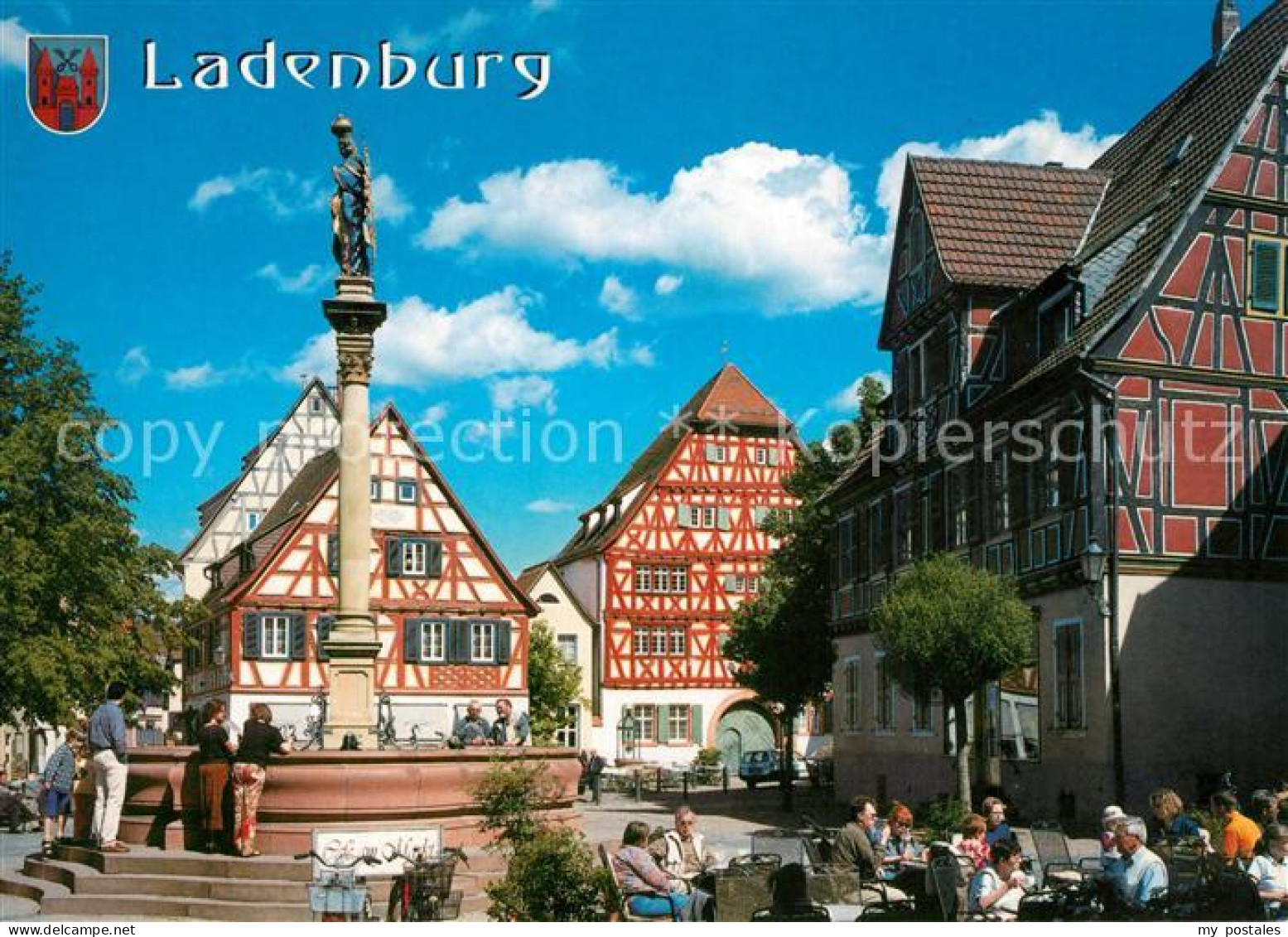 73203409 Ladenburg Brunnen Marktplatz Altstadt Fachwerkhaeuser Ladenburg - Ladenburg