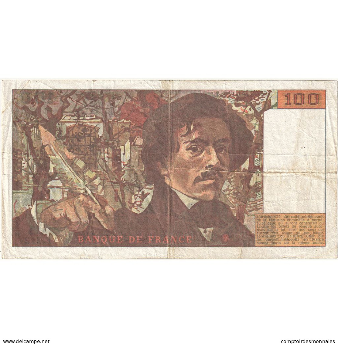 France, 100 Francs, Delacroix, 1993, F.212, B, Fayette:69bis.5, KM:154g - 100 F 1978-1995 ''Delacroix''