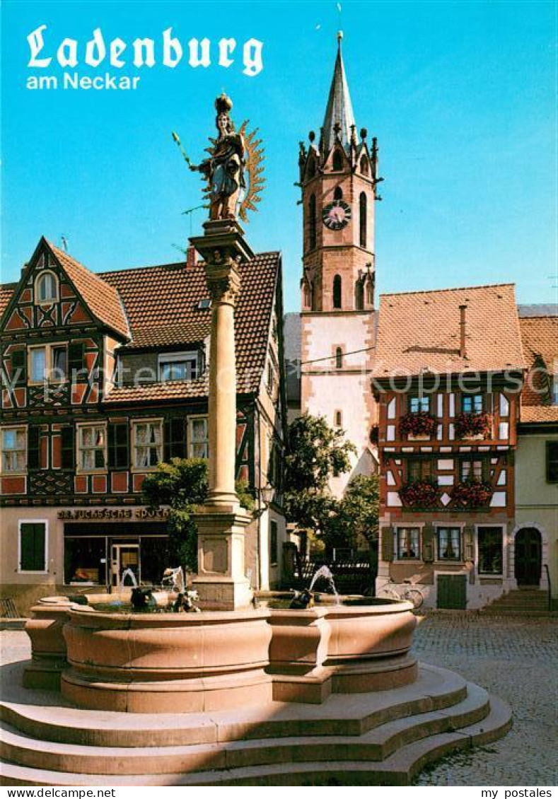 73203394 Ladenburg Marktplatz Madonnenbrunnen Altstadt Fachwerkhaeuser Kirche La - Ladenburg